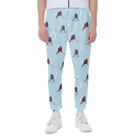 Ice Hockey Players Pattern Print Scuba Joggers