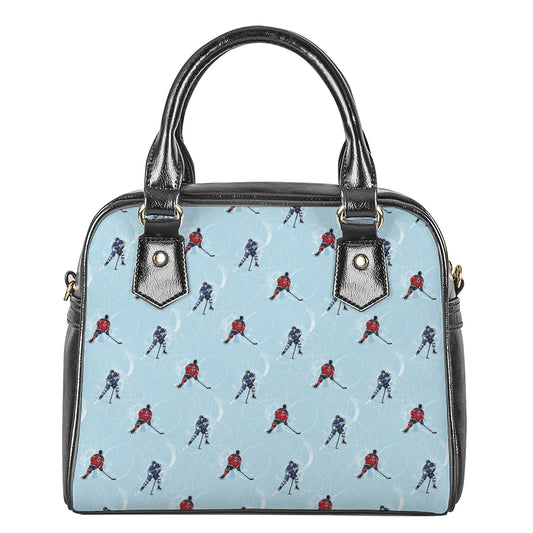 Ice Hockey Players Pattern Print Shoulder Handbag