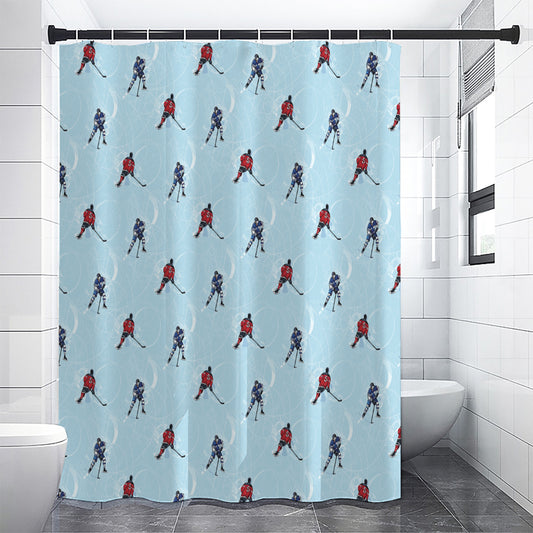 Ice Hockey Players Pattern Print Shower Curtain