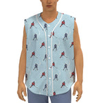 Ice Hockey Players Pattern Print Sleeveless Baseball Jersey