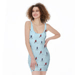 Ice Hockey Players Pattern Print Sleeveless Bodycon Dress