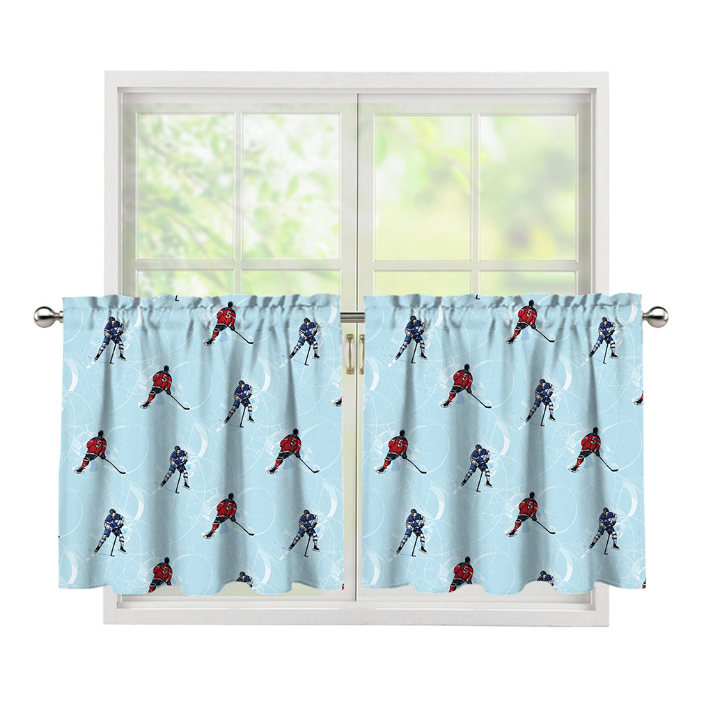 Ice Hockey Players Pattern Print Tier Curtains