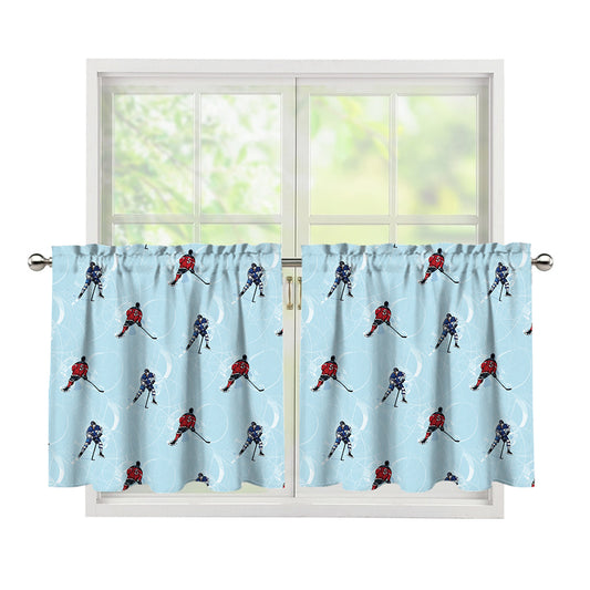 Ice Hockey Players Pattern Print Tier Curtains