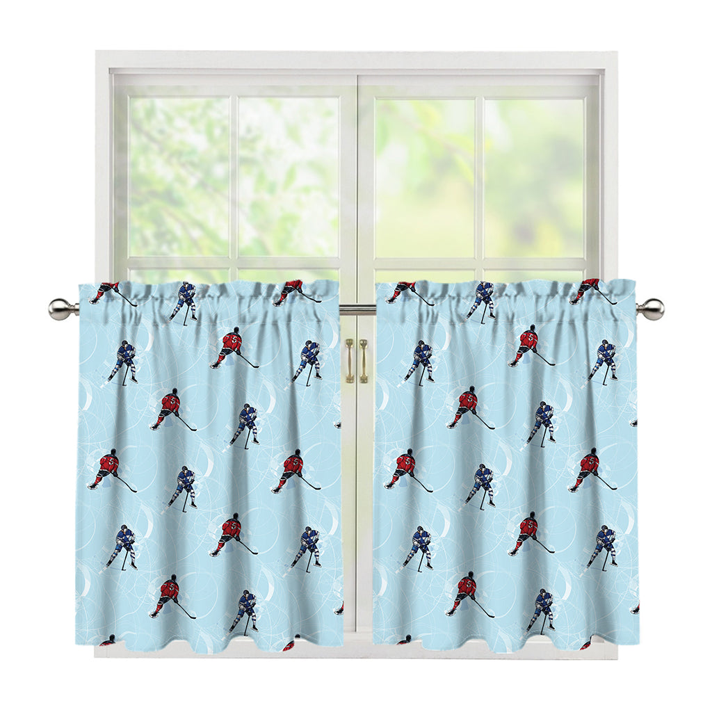 Ice Hockey Players Pattern Print Tier Curtains