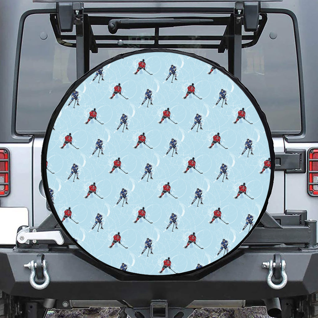 Ice Hockey Players Pattern Print Tire Cover