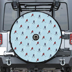 Ice Hockey Players Pattern Print Tire Cover With Camera Hole