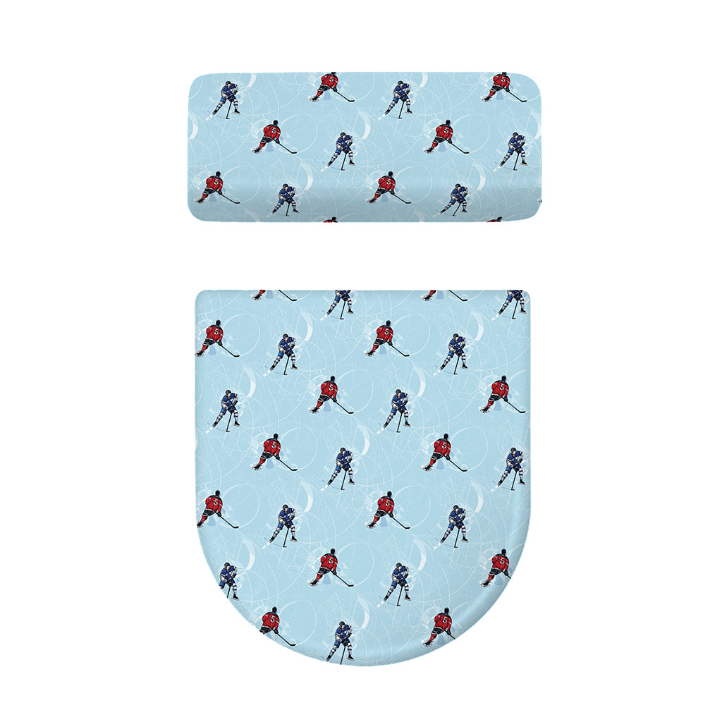 Ice Hockey Players Pattern Print Toilet Lid And Tank Cover Set