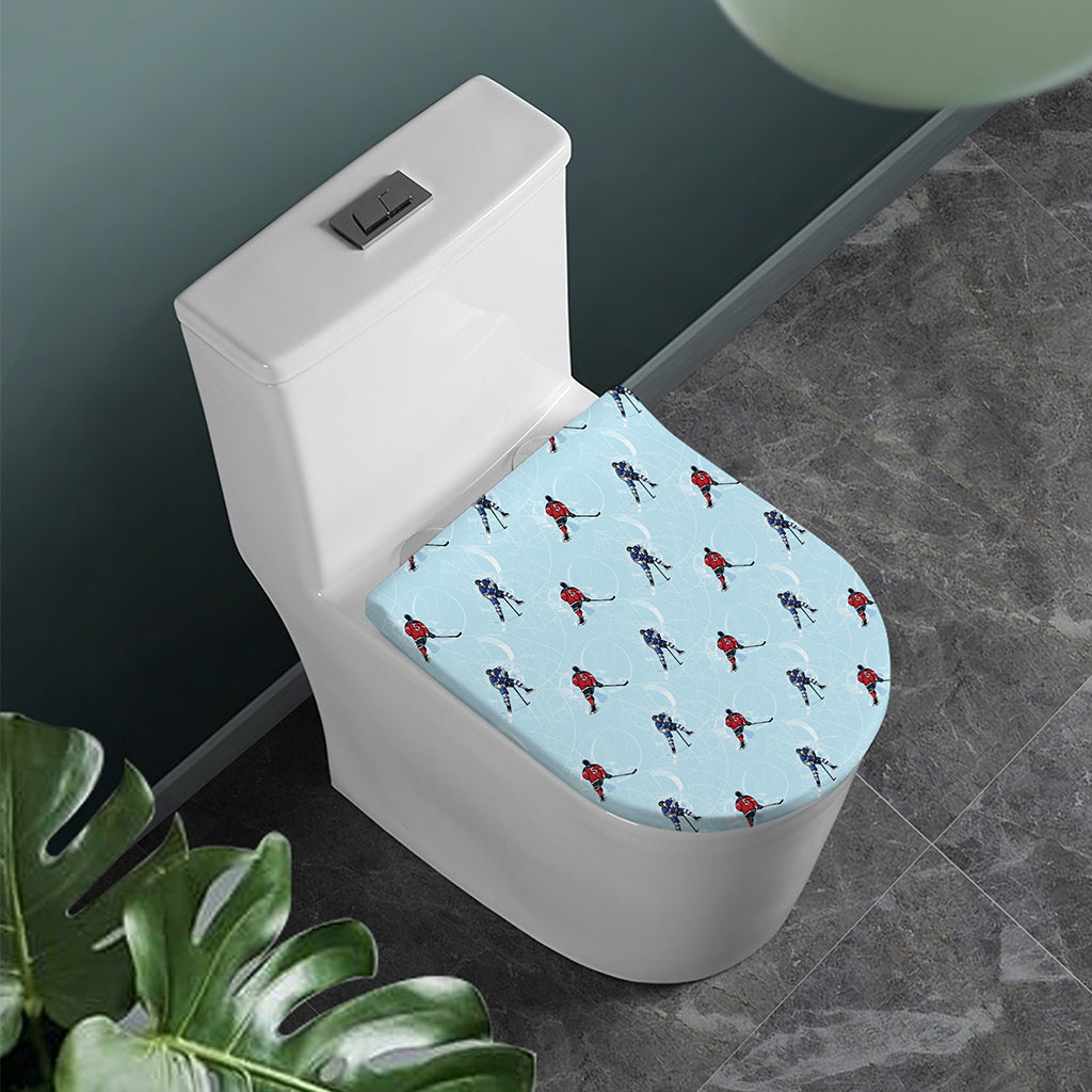 Ice Hockey Players Pattern Print Toilet Lid Cover