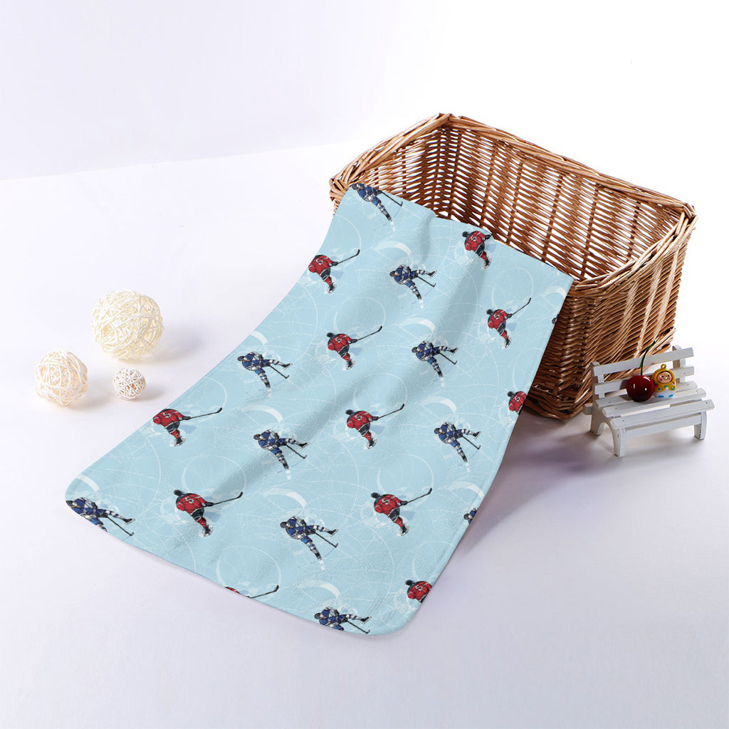 Ice Hockey Players Pattern Print Towel
