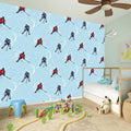 Ice Hockey Players Pattern Print Wall Sticker