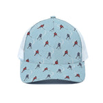 Ice Hockey Players Pattern Print White Mesh Trucker Cap