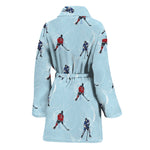 Ice Hockey Players Pattern Print Women's Bathrobe