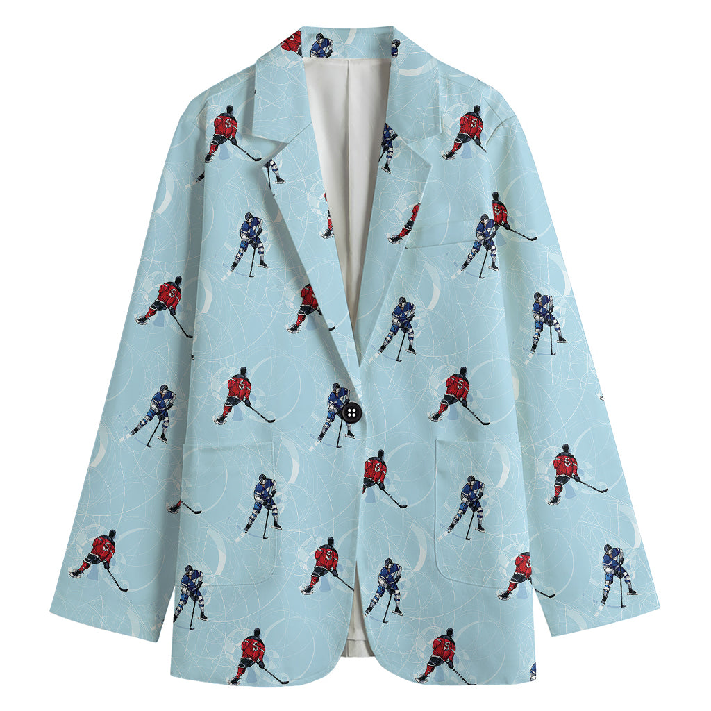 Ice Hockey Players Pattern Print Women's Blazer