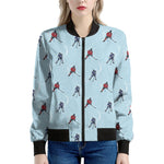Ice Hockey Players Pattern Print Women's Bomber Jacket