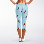 Ice Hockey Players Pattern Print Women's Capri Leggings