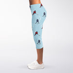 Ice Hockey Players Pattern Print Women's Capri Leggings