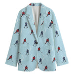 Ice Hockey Players Pattern Print Women's Cotton Blazer