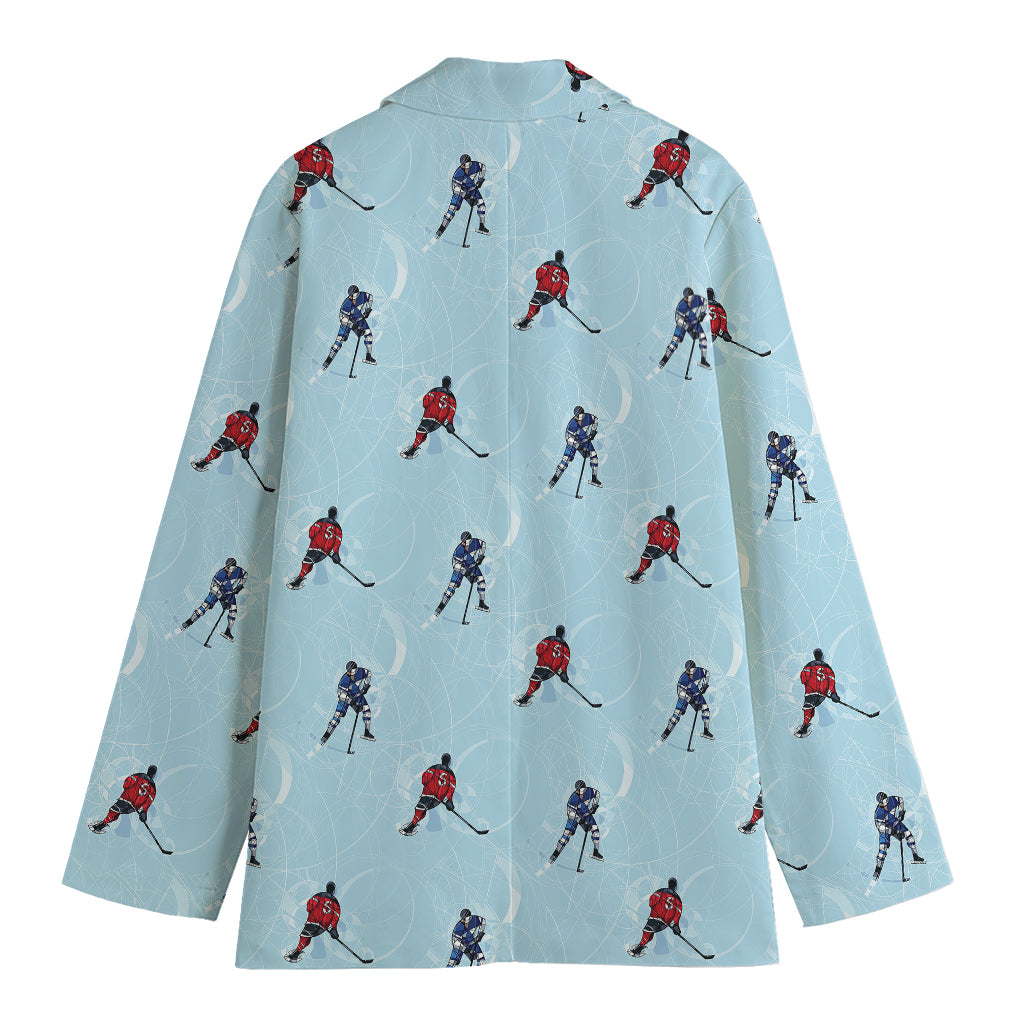 Ice Hockey Players Pattern Print Women's Cotton Blazer