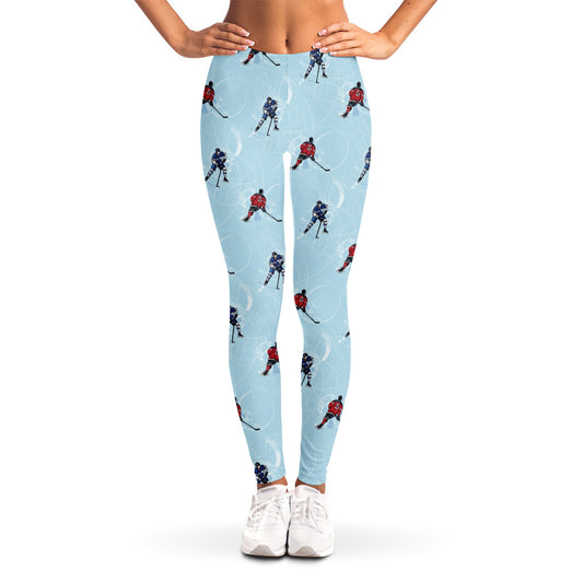 Ice Hockey Players Pattern Print Women's Leggings