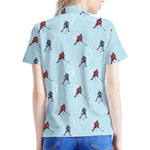 Ice Hockey Players Pattern Print Women's Polo Shirt
