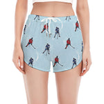Ice Hockey Players Pattern Print Women's Split Running Shorts