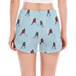 Ice Hockey Players Pattern Print Women's Split Running Shorts