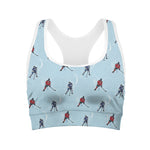 Ice Hockey Players Pattern Print Women's Sports Bra