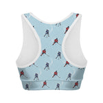 Ice Hockey Players Pattern Print Women's Sports Bra