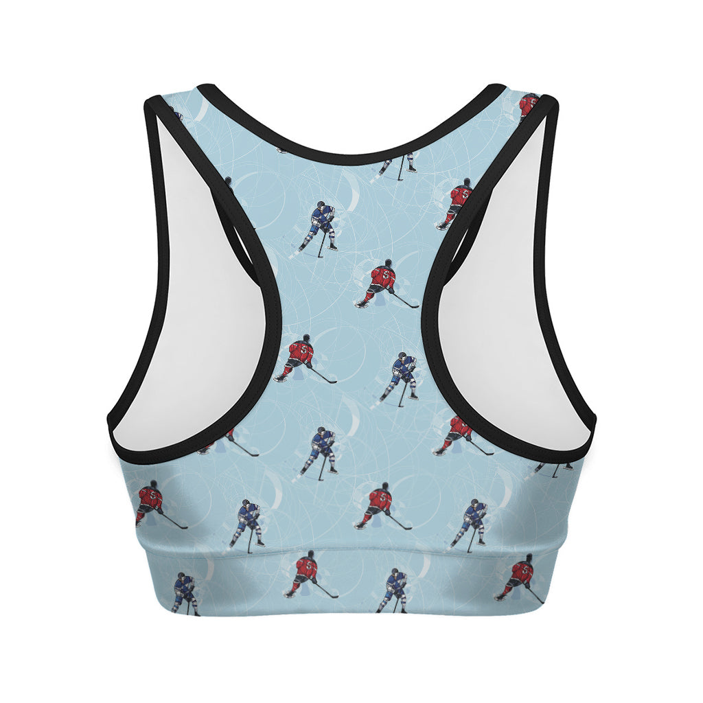 Ice Hockey Players Pattern Print Women's Sports Bra