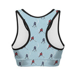 Ice Hockey Players Pattern Print Women's Sports Bra