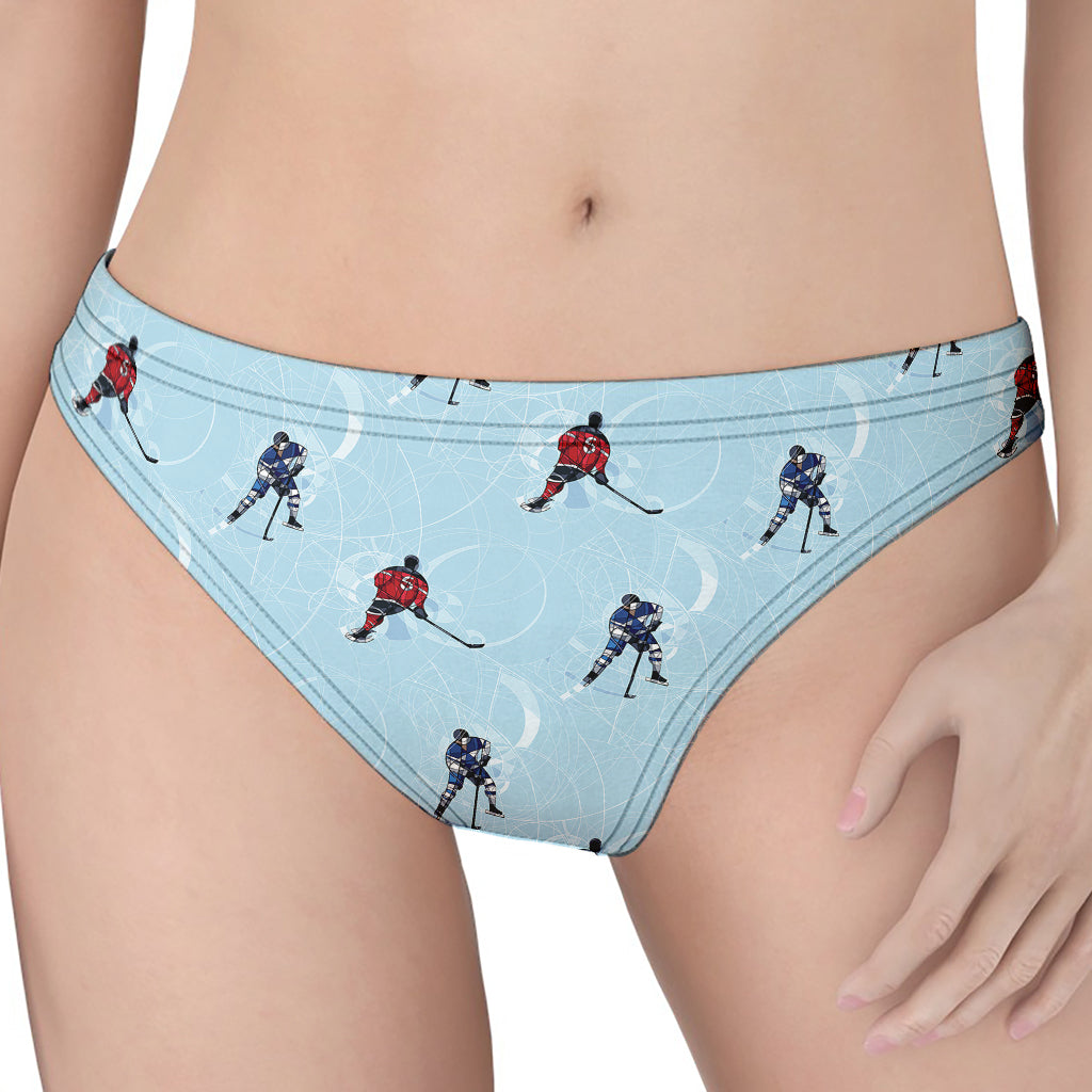 Ice Hockey Players Pattern Print Women's Thong