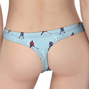 Ice Hockey Players Pattern Print Women's Thong