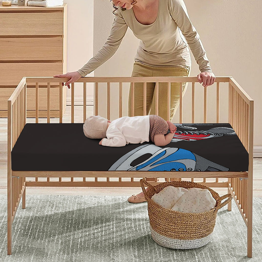 Ice Hockey Skates Print Baby Crib Sheet