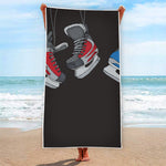 Ice Hockey Skates Print Beach Towel