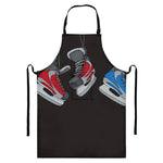 Ice Hockey Skates Print Bib Apron With Pocket