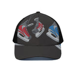 Ice Hockey Skates Print Black Mesh Trucker Cap