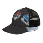 Ice Hockey Skates Print Black Mesh Trucker Cap