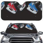 Ice Hockey Skates Print Car Windshield Sun Shade