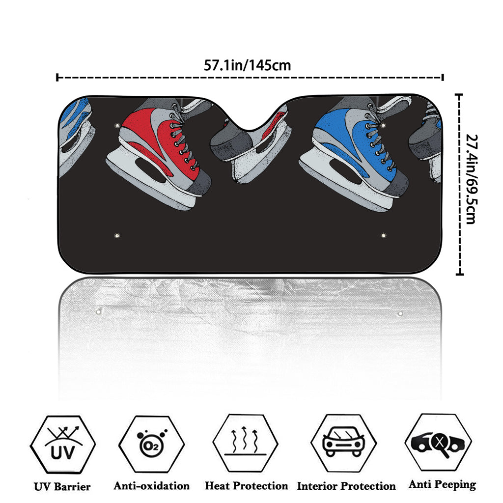 Ice Hockey Skates Print Car Windshield Sun Shade