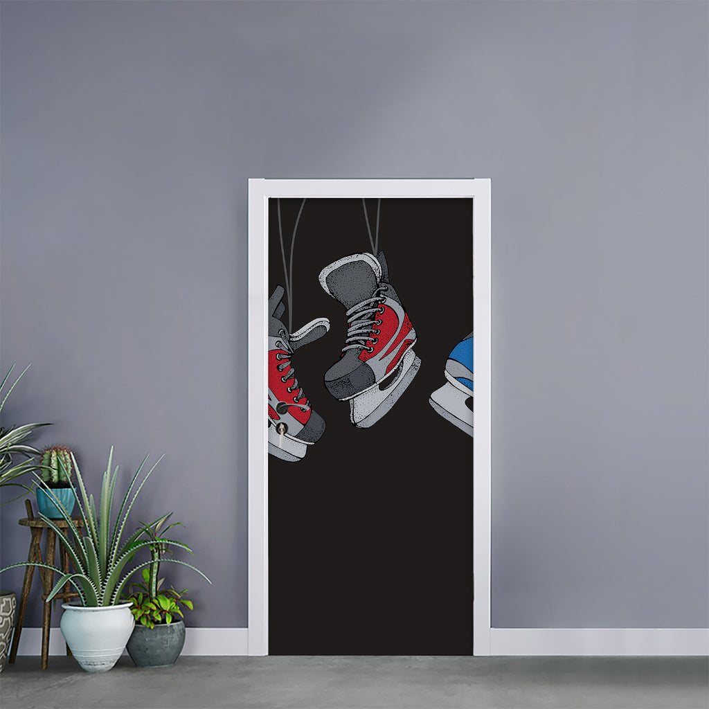 Ice Hockey Skates Print Door Sticker