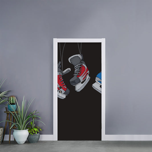 Ice Hockey Skates Print Door Sticker