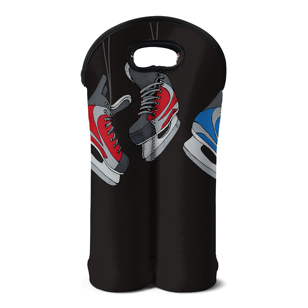 Ice Hockey Skates Print Double Neoprene Wine Tote