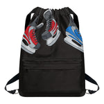 Ice Hockey Skates Print Drawstring Backpack