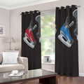 Ice Hockey Skates Print Extra Wide Grommet Curtains
