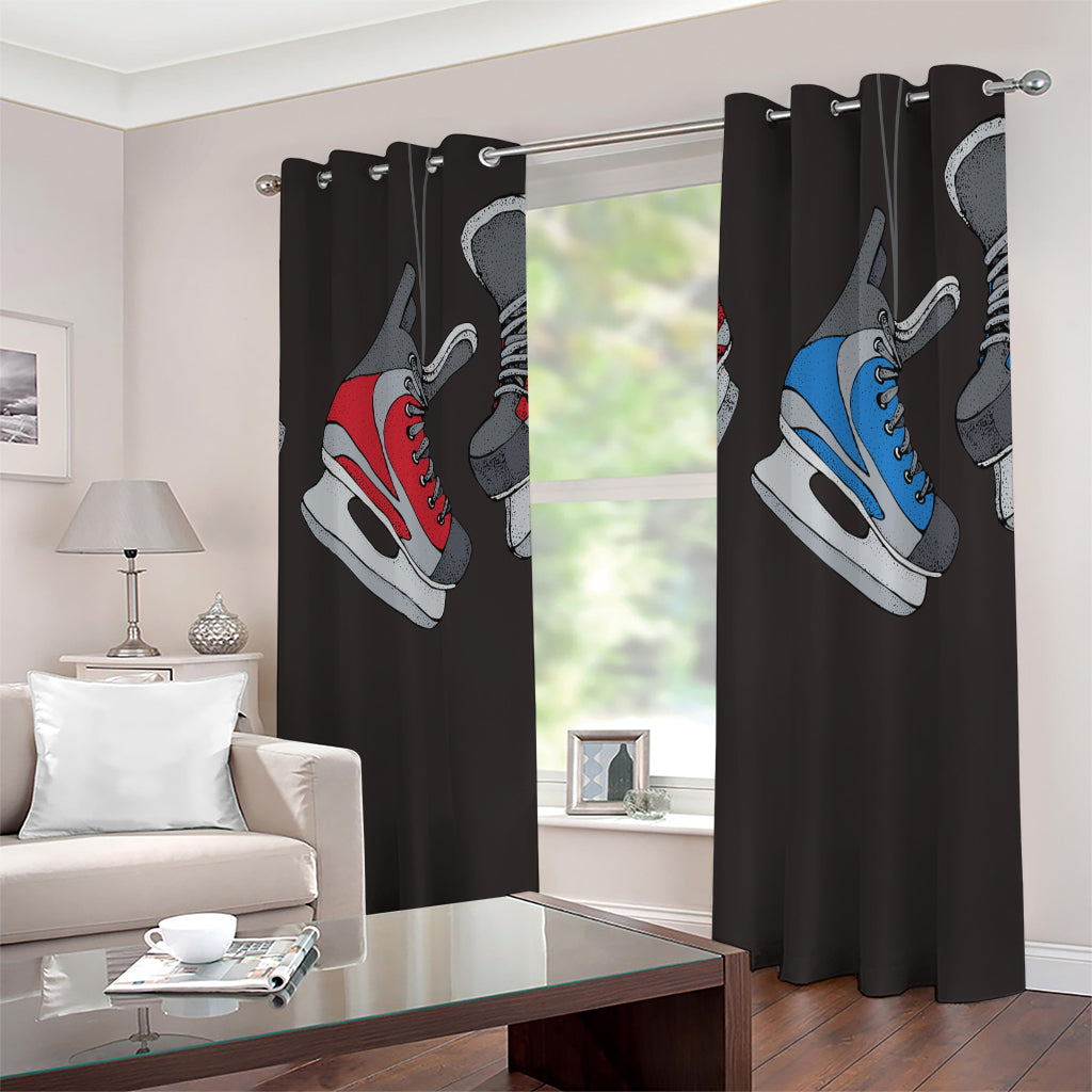 Ice Hockey Skates Print Extra Wide Grommet Curtains