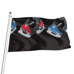 Ice Hockey Skates Print Flag