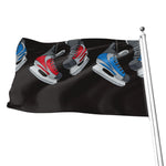 Ice Hockey Skates Print Flag