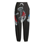 Ice Hockey Skates Print Fleece Lined Knit Pants