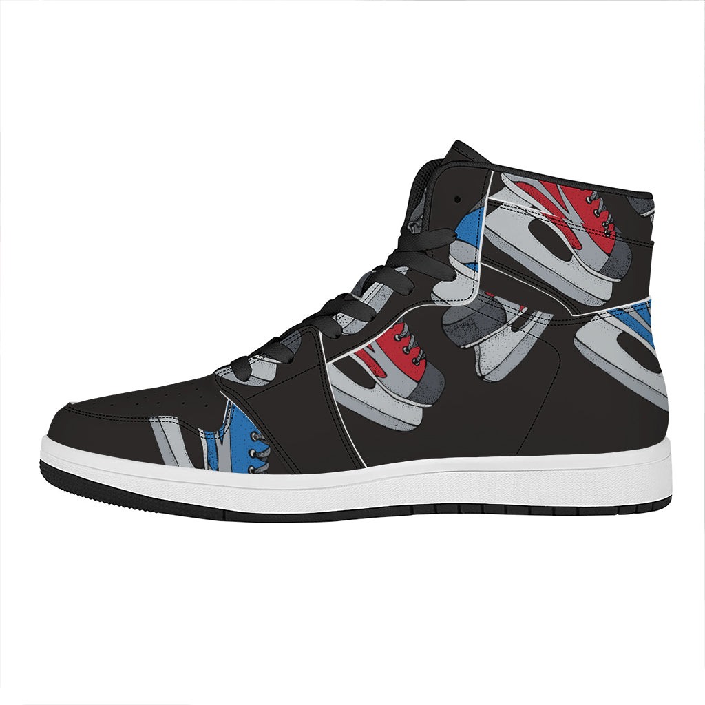 Ice Hockey Skates Print High Top Leather Sneakers