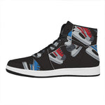 Ice Hockey Skates Print High Top Leather Sneakers